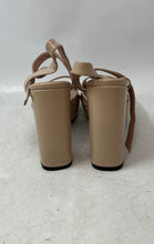 Load image into Gallery viewer, Cuple Womens Beige Patent Leather Buckle Block Platform Sandals Size 41
