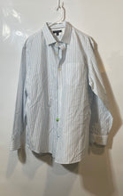 Load image into Gallery viewer, Banana Republic Mens Blue White Striped Non-Iron Classic Fit Dress Shirt Size XL
