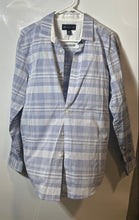 Load image into Gallery viewer, INC International Concepts Mens Blue White Plaid Cotton Button-Up Shirt Size M
