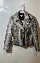 Load image into Gallery viewer, Philosophy Womens Gray Beige Snake Print Faux Leather Biker Jacket Size S
