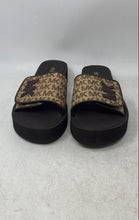 Load image into Gallery viewer, Michael Kors Womens Brown Monogram Print Slip-On Slide Sandals Size 9M
