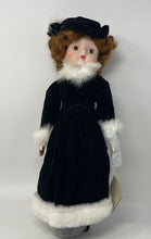 Load image into Gallery viewer, Vintage Heritage Black Dress Brown Hair Collectible Porcelain Doll
