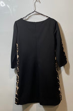 Load image into Gallery viewer, Vince Camuto Womens Black Leopard Side Print Long Sleeve Sheath Dress Size 6
