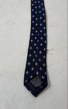 Load image into Gallery viewer, Tie Rack Mens Blue Printed Silk Adjustable Keeper Loop Formal Pointed Tie
