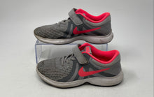 Load image into Gallery viewer, Nike Girls Revolution 4 943307-003 Gray Pink Hook &amp; Loop Sneaker Shoes Size 1.5Y
