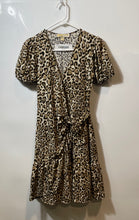 Load image into Gallery viewer, Michael Kors Womens Black Animal Print Short Sleeve Mini Dress Size XS
