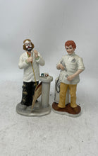 Load image into Gallery viewer, Lefton &amp; Flambro Porcelain 2 Pcs Dentist &amp; Emmett Kelly Figurines Set With Tag
