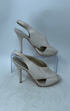 Load image into Gallery viewer, Michael Kors Womens Beige Leather Peep Toe Stiletto Slingback Heels Size 8M
