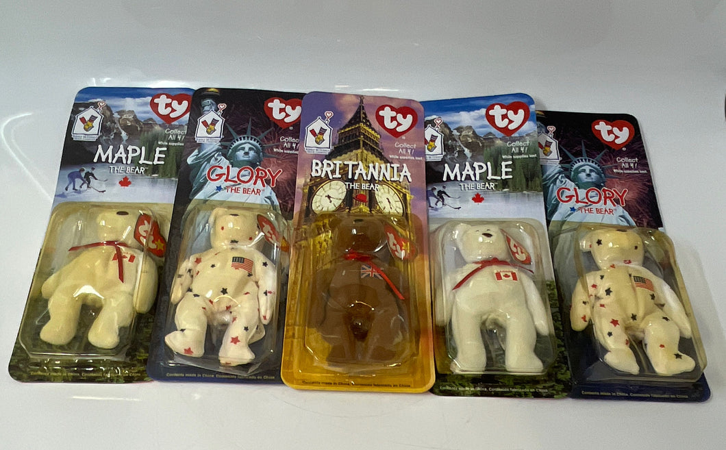Ty McDonald Beanie Babies Bears 1999 5-Pieces International Collection Set
