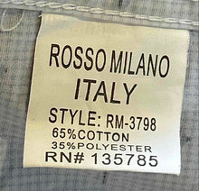 Load image into Gallery viewer, Rosso Milano Italy Mens White Blue Printed Long Sleeve Dress Shirt Size Large
