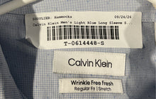 Load image into Gallery viewer, Calvin Klein Mens Light Blue Check Long Sleeve Dress Shirt Size M 15-15.5 32/33
