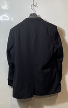 Load image into Gallery viewer, Hugo Boss Mens Black Striped Notch Lapel Pockets Three Button Blazer Size 44R
