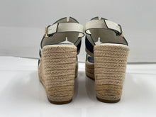 Load image into Gallery viewer, Authentic Tory Burch Womens Ines White Blue Wedge Heel Espadrille Sandals Sz 8M
