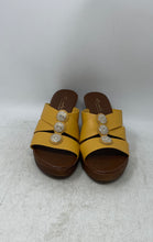 Load image into Gallery viewer, Contesa By Italian Shoemakers Womens Yellow Brown Wedge Heel Slide Sandals Sz 8M
