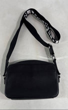 Load image into Gallery viewer, Karl Lagerfeld Paris Womens Maybelle Black White Zip Top Camera Crossbody Bag
