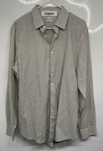 Load image into Gallery viewer, Zara Mens Gray Striped Regular Fit Long Sleeve Button-Up Shirt Size 17
