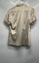 Load image into Gallery viewer, The Limited Womens Beige Satin Short Sleeve Button Front Blouse Top Size M
