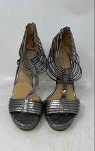 Load image into Gallery viewer, Michael Kors Womens Leann Silver-Tone Leather Back Zip Strappy Heels Size 7 M
