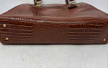 Load image into Gallery viewer, Guess Womens Stephi Brown Croc-Embossed Double Handle Girlfriend Satchel Bag
