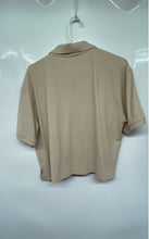 Load image into Gallery viewer, Ann Taylor Weekend Womens Beige Short Sleeve Collared Polo Shirt Size L
