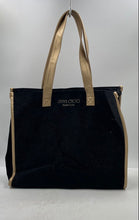 Load image into Gallery viewer, Jimmy Choo Parfums Womens Black Glitter Double Handle Tote Handbag
