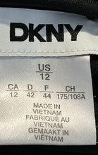 Load image into Gallery viewer, DKNY Womens Multicolor Printed Sheer Ruched Long Sleeve Shift Dress Size 12
