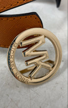 Load image into Gallery viewer, Michael Kors Womens Brown Leather Gold-Tone Round Buckle Adjustable Fashion Belt
