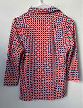 Load image into Gallery viewer, Talbots Womens Orange White Blue Geometric Print 3/4 Sleeve Polo Shirt Size SP

