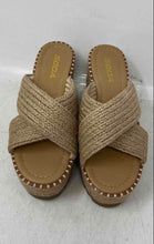 Load image into Gallery viewer, Soda Womens Beige Open Toe Slip-On Wedge Heel Platform Espadrille Sandals
