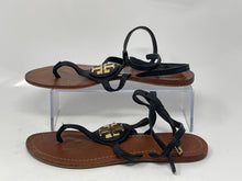 Load image into Gallery viewer, Authentic Tory Burch Womens Dilan Black Brown Slingback Sandals Size 8M Damaged
