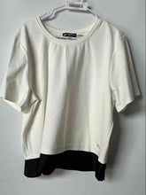 Load image into Gallery viewer, Karl Lagerfeld Womens White And Black Short Sleeve Crew Neck Blouse Top Size XL
