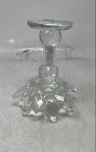 Load image into Gallery viewer, Rhinestone Filled Stem Lotus Flower Shaped Glass Decorative Candle Holder

