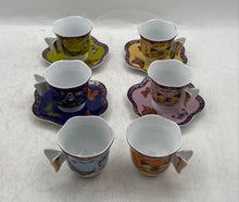 Load image into Gallery viewer, Lot Of 10 Pcs Multicolor Ceramic Classic Coffee &amp; Tea Demitasse Cup &amp; Saucer

