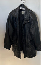Load image into Gallery viewer, Property Mens Black Leather Long Sleeve Pockets Full-Zip Military Jacket Size L
