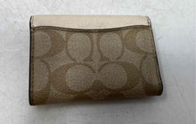 Load image into Gallery viewer, Coach Womens Beige Brown Signature Print Mini Flap Card Case Wallet
