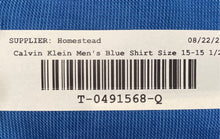 Load image into Gallery viewer, Calvin Klein Mens Blue Cotton Long Sleeve Slim Fit Dress Shirt Size 15-15 1/2
