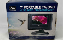Load image into Gallery viewer, ETEC PTD3370BK Black 7 Inch USB SD Card Reader Portable TV DVD Player Untested
