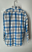 Load image into Gallery viewer, Express Mens Multicolor Plaid Cotton Long Sleeve Fitted Dress Shirt Size L/G
