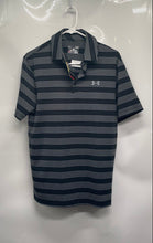 Load image into Gallery viewer, Under Armour Mens Black Striped Print Short Sleeve Collared Polo Shirt Size S
