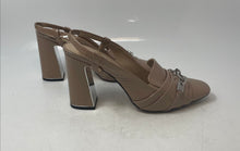 Load image into Gallery viewer, Karl Lagerfeld Paris Womens Beige Slip-On Chain Block Slingback Heels Size 9
