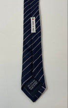 Load image into Gallery viewer, Alby Mens Pink Blue Striped Silk Adjustable Pointed Tie
