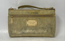 Load image into Gallery viewer, Michael Kors Womens Gold Signature Print Leather Outer Pocket Wristlet Wallet
