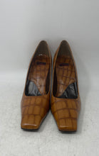 Load image into Gallery viewer, Melian Womens Brown Leather Slip-On Square Toe Block Pump Heels Size 10W
