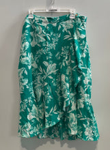 Load image into Gallery viewer, Zara Womens Green White Floral Ruffle Hem Button Midi A-Line Skirt Size XL
