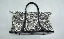 Load image into Gallery viewer, Kathy Ver Zeeland Womens Black White Zebra Double Handle Shoulder Tote Bag
