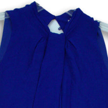 Load image into Gallery viewer, Calvin Klein Womens Blue Keyhole Back Ruffle Front Sleeveless Blouse Top Size L
