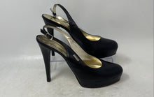 Load image into Gallery viewer, GF Ferre Womens Black Leather Round Toe Platform Slingback Heels Size EUR 40
