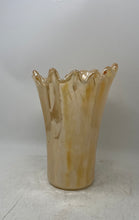 Load image into Gallery viewer, Murano Gold Peach Glass Home Decorative Swirl Pattern Flower Vase Collectible
