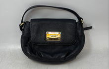 Load image into Gallery viewer, Michael Kors Womens Black Pebbled Leather Adjustable Strap Flap Crossbody Bag
