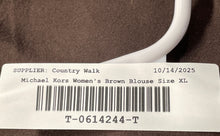 Load image into Gallery viewer, Michael Kors Womens Brown Long Sleeve Cowl Neck Blouse Top Size XL
